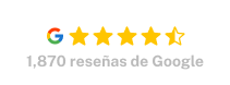 1,870 reseñas de Google. Calificación de 4.5 estrellas.